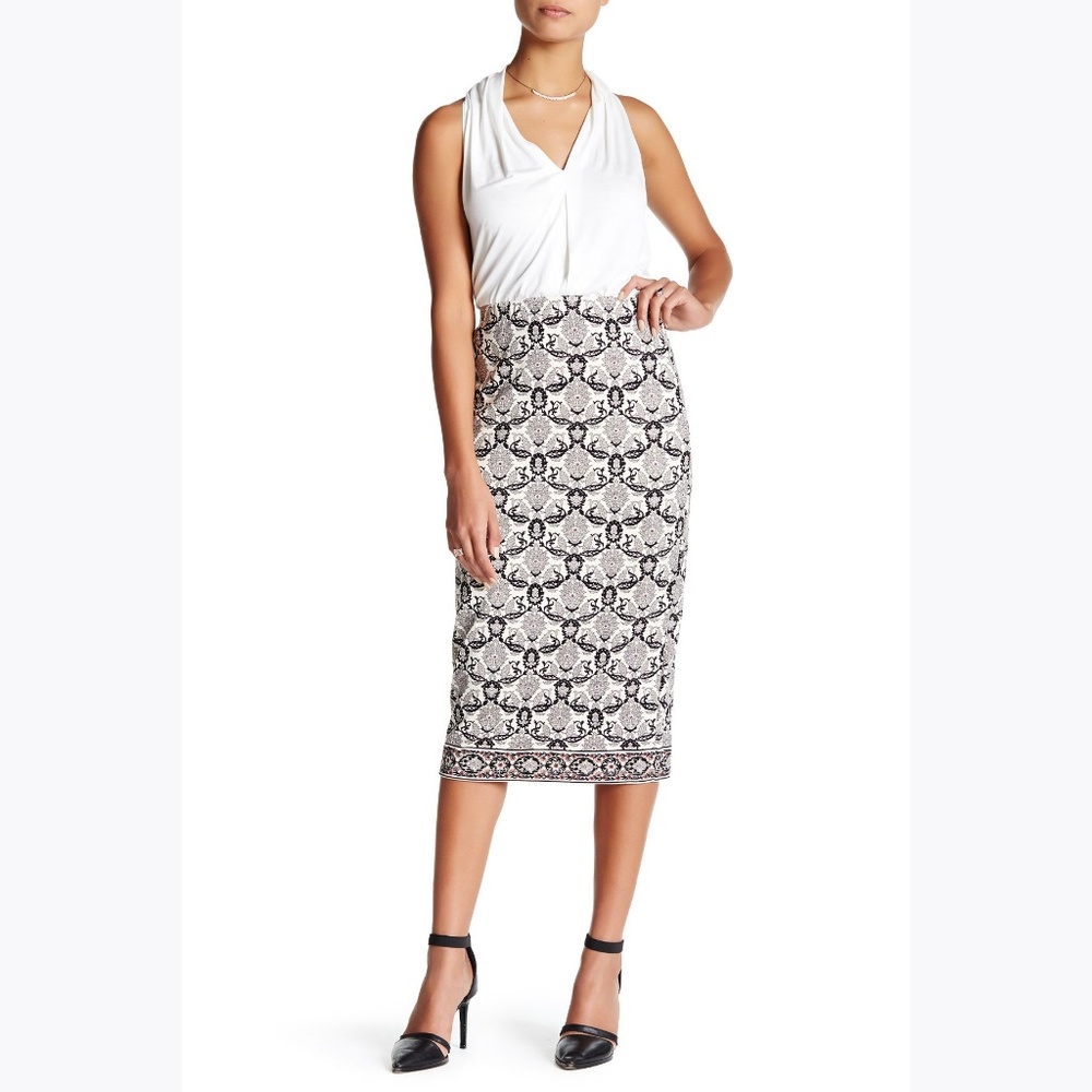 MAX STUDIO Printed Ponte Midi Pencil Skirt sz S - Picture 3 of 8